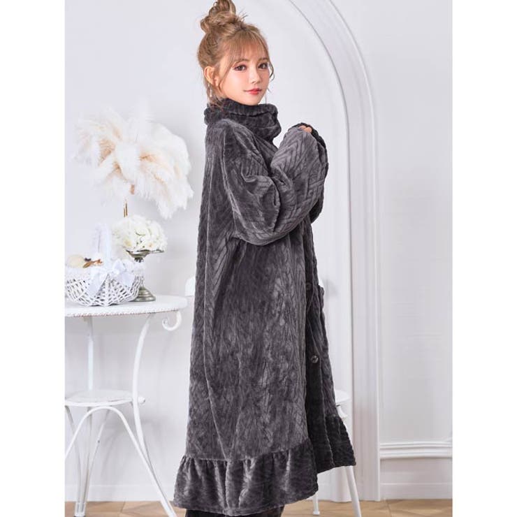 ルームウェア クロミケーブルニット風着る毛布 ワンピース[品番