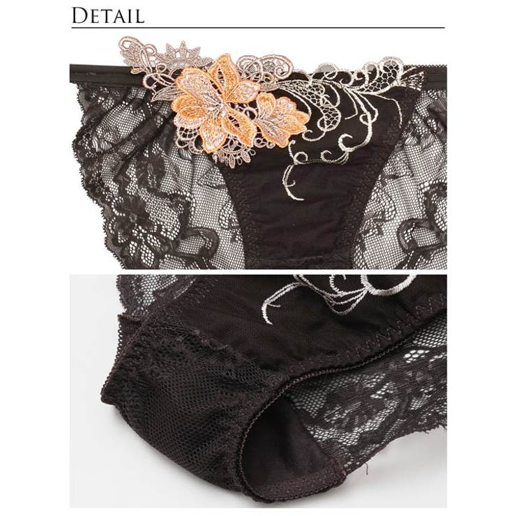 Doux rellia】ラメフラワーエンブロイダリーブラジャー&Tバック
