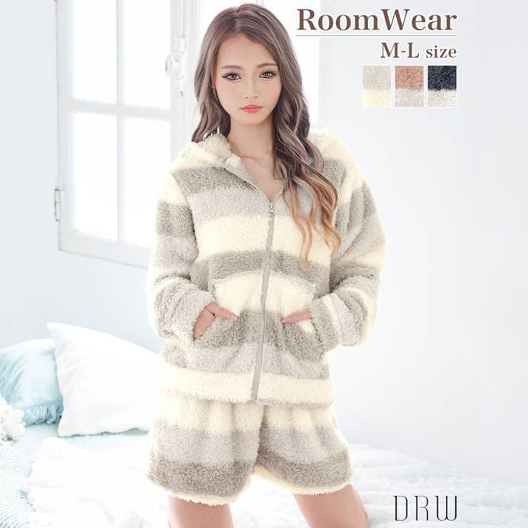 ルームウェア ボーダー フード付き | Dazzy | 詳細画像1 