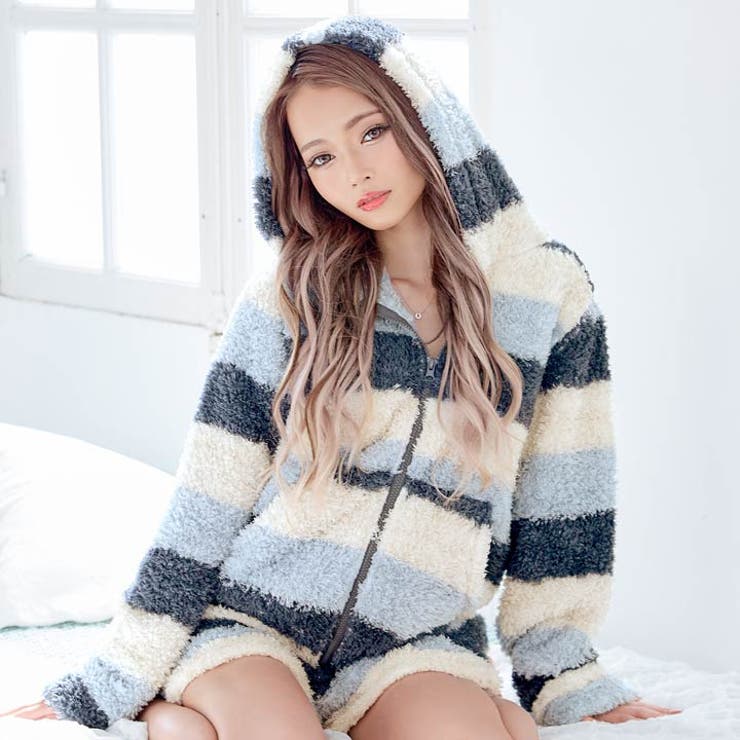 ルームウェア ボーダー フード付き | Dazzy | 詳細画像2 