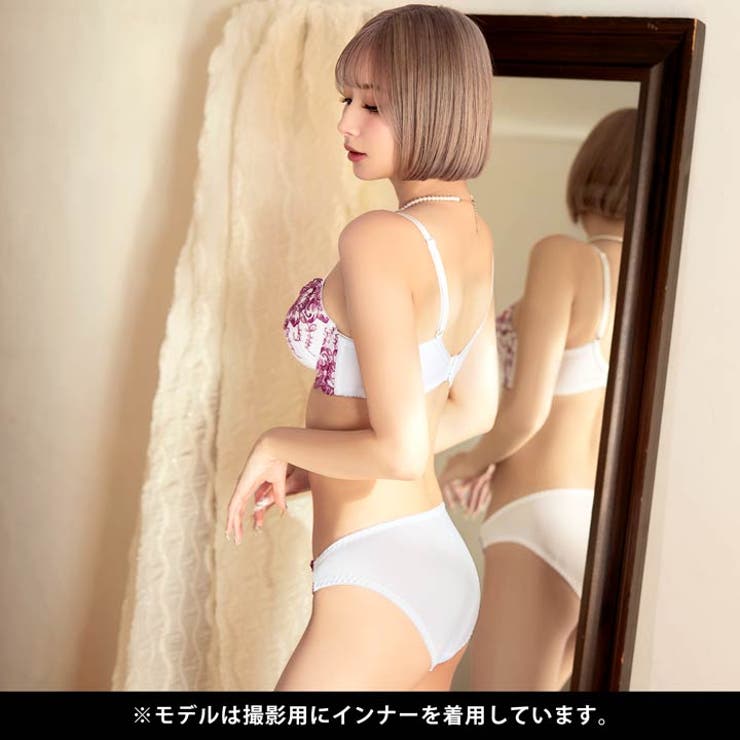 [ノンワイヤー]エレガントボタニカルリリー脇高ブラジャー&フルバックショーツ | Dazzy | 詳細画像7 