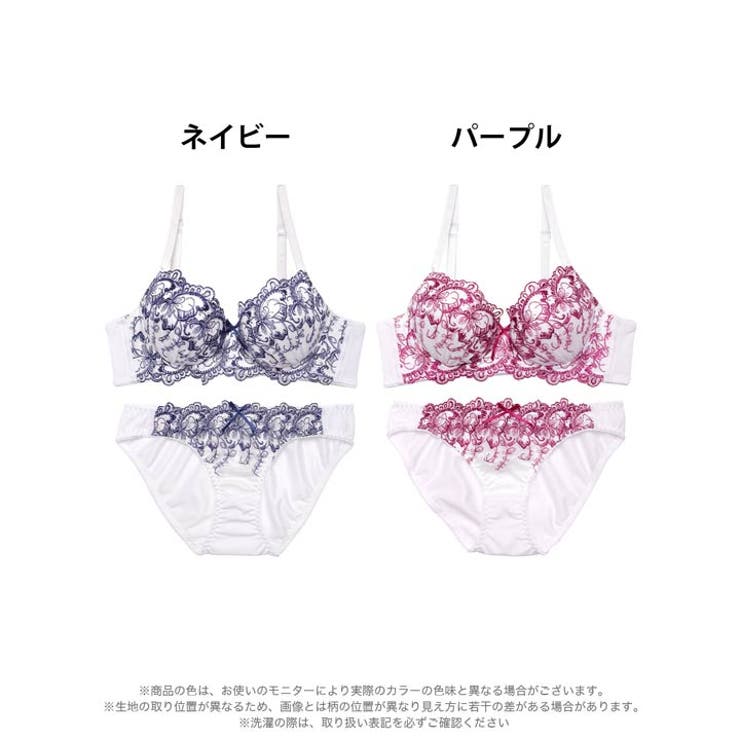 [ノンワイヤー]エレガントボタニカルリリー脇高ブラジャー&フルバックショーツ | Dazzy | 詳細画像8 