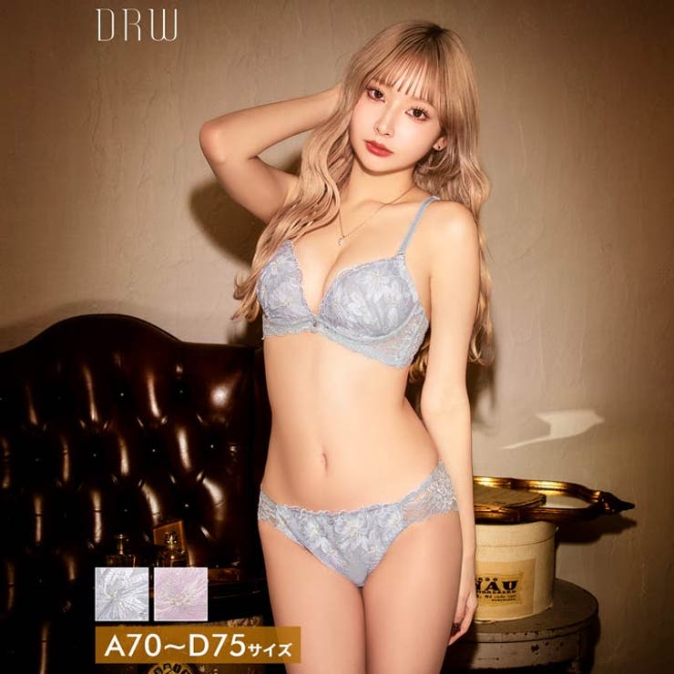 ブリリアントペールフラワーブラジャー&バック透けフルバックショーツ | Dazzy | 詳細画像1