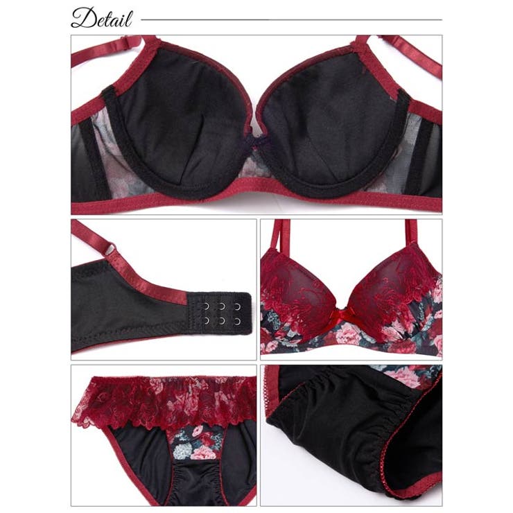 ファビュラスローズレース脇高ブラジャー&フルバックショーツ | Dazzy | 詳細画像10 