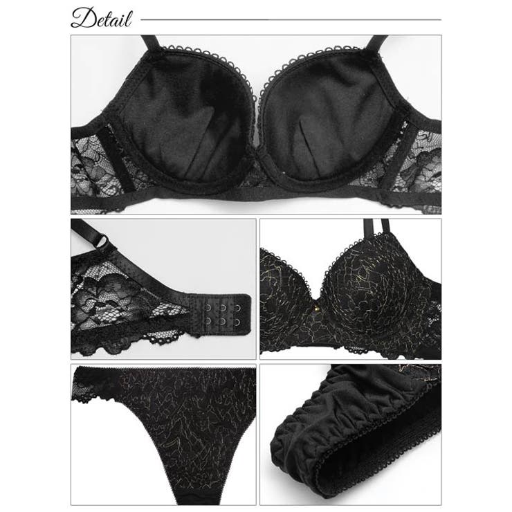 レーシィスパークルフラワー脇高ブラジャー&Tバックショーツ | Dazzy | 詳細画像10 