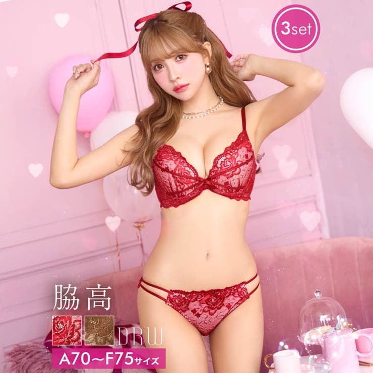 [三上悠亜着用][3点セット]ディープクイーンローズ脇高ブラジャー&バック透けフ… | Dazzy | 詳細画像1 