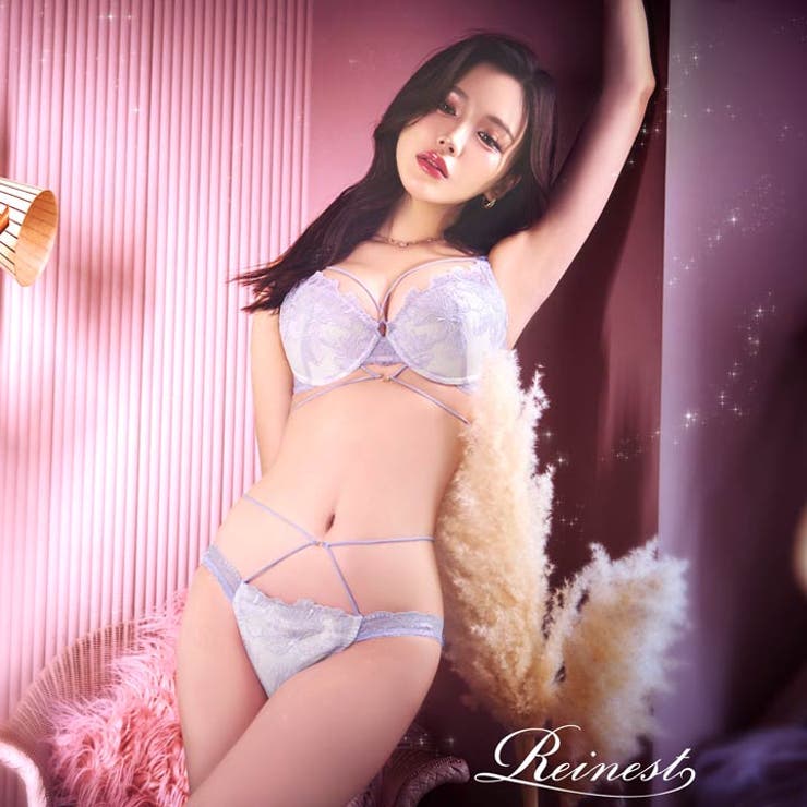 【Reinest】エレガンスペタルコードブラジャー&バック透けTバックショーツ | Dazzy | 詳細画像3 