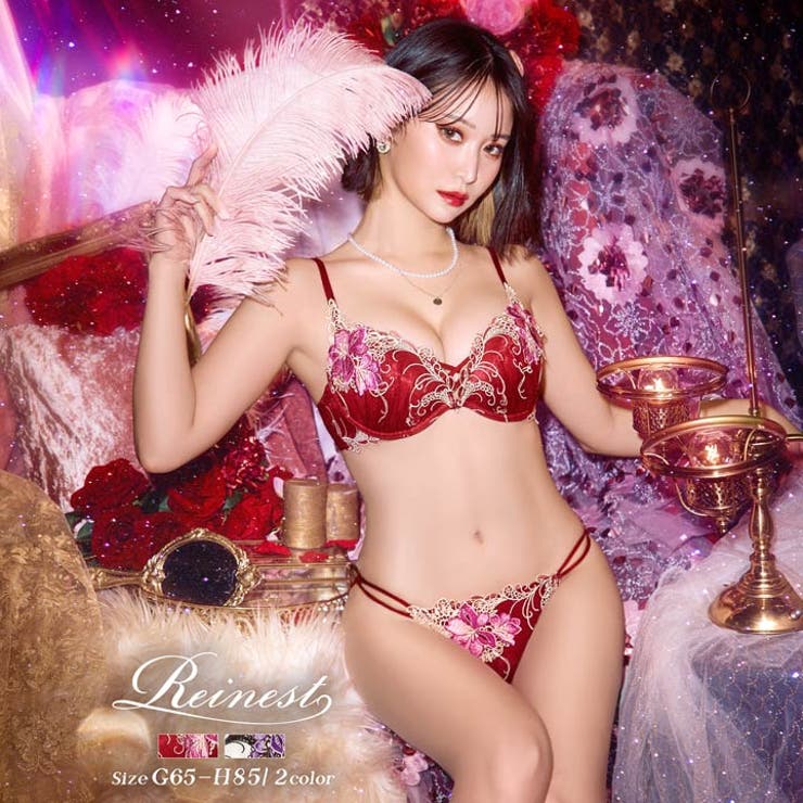 [Reinest][GHサイズ]ロイヤルフラワーモチーフブラジャー&バック透けフ… | Dazzy | 詳細画像1 