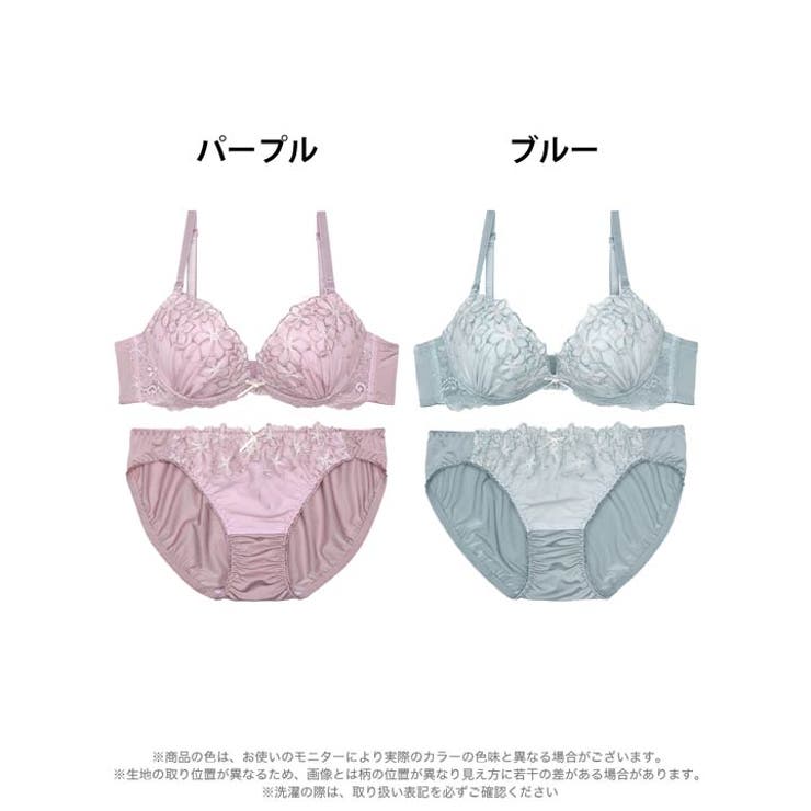 ノンワイヤー】ブルーミングスカラップフラワーブラジャー&フルバック