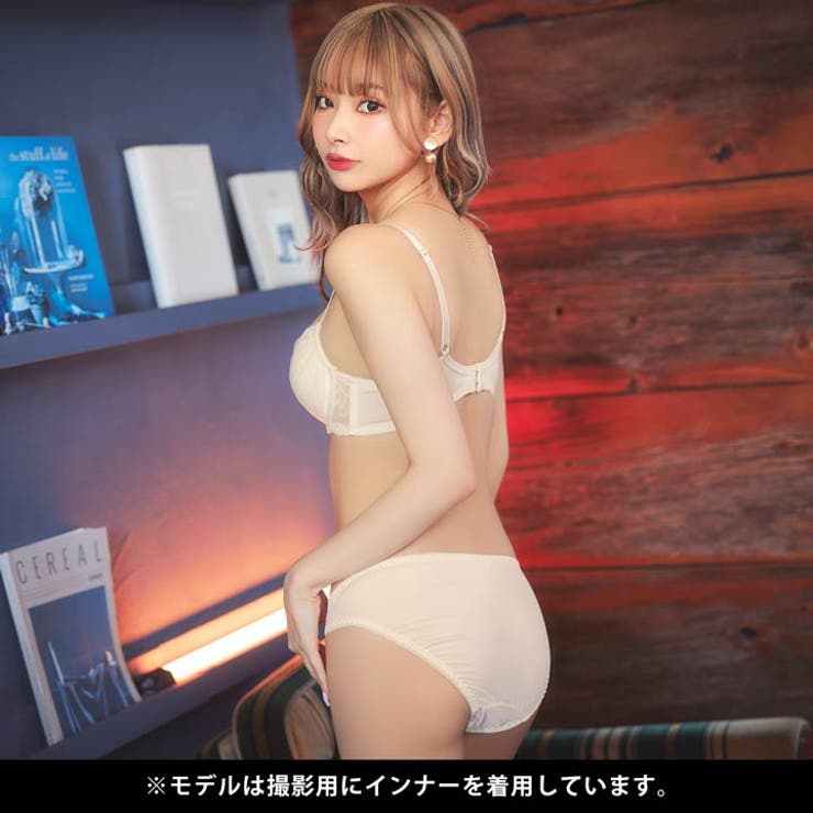 [EFサイズ]チュールリボンチェーン脇高ブラジャー&フルバックショーツ | Dazzy | 詳細画像6 