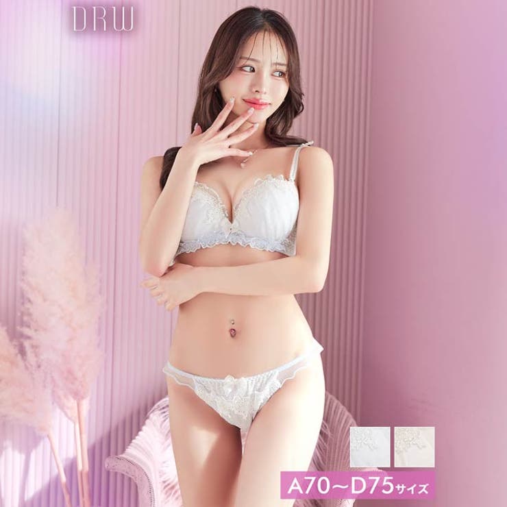 パピヨンケミカルレースブラジャー&フルバックショーツ | Dazzy | 詳細画像1 