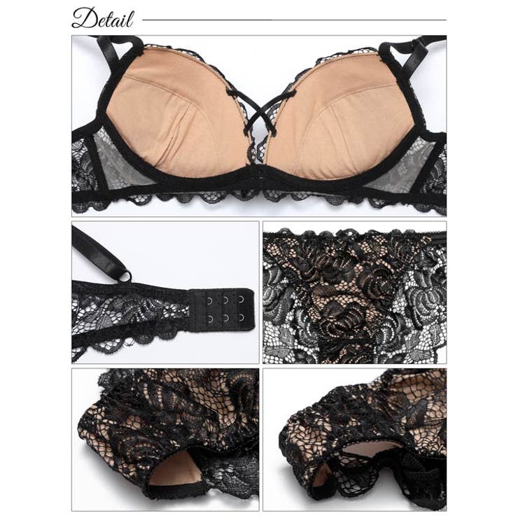 [3点セット]シュクレフルールレースブラジャー&バック透けフルバック&Tバックシ… | Dazzy | 詳細画像10 