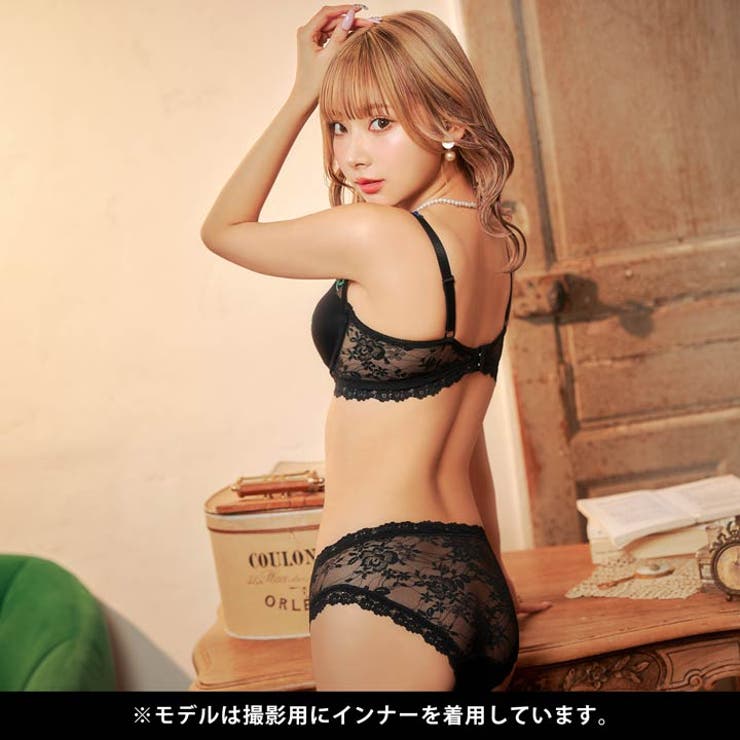 ゴージャスビビットローズブラジャー&バック透けフルバックショーツ | Dazzy | 詳細画像6 