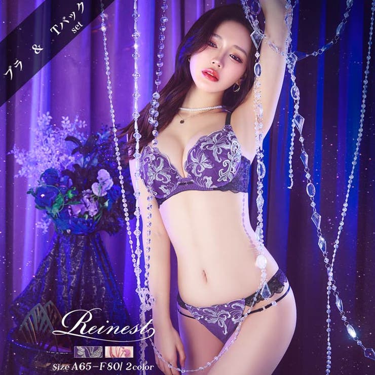 [Reinest]ノーブルボタニークフラワーブラジャー&バック透けTバックショー… | Dazzy | 詳細画像1 