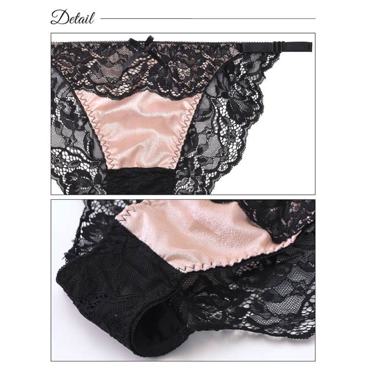 [EFサイズ]グラマラスチュールサテン脇高ブラジャー&フルバックショーツ | Dazzy | 詳細画像10 