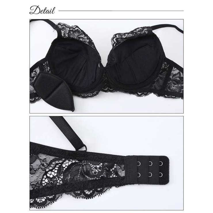 [EFサイズ]グラマラスチュールサテン脇高ブラジャー&フルバックショーツ | Dazzy | 詳細画像9 