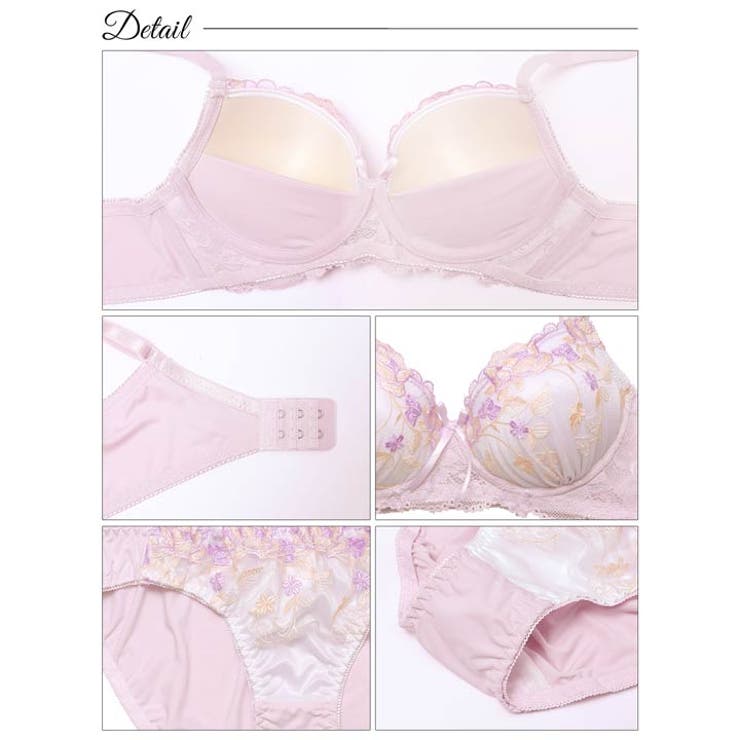 [ノンワイヤー] ブルームレースエンブロイダリーブラジャー&フルバックショーツ | Dazzy | 詳細画像10 