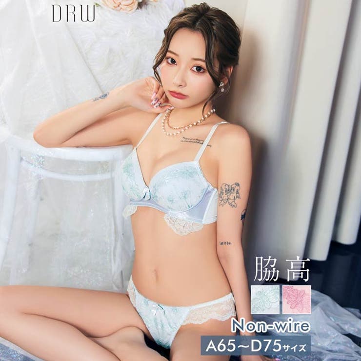 [ノンワイヤー]パステルレーシィマーガレット脇高ブラジャー&フルバックショーツ | Dazzy | 詳細画像1 