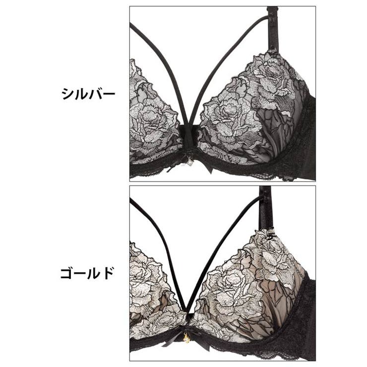 クラシックモダンローズコードブラジャー&サイド紐バック透けフルバックショーツ | Dazzy | 詳細画像11 