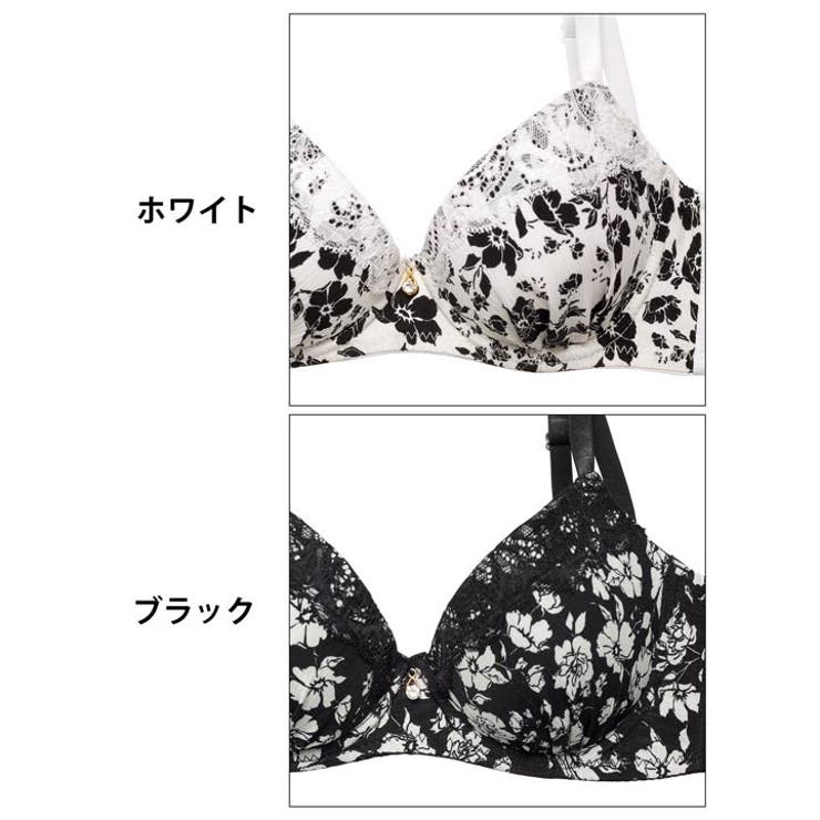 モノトーンモダンフローラル脇高ブラジャー&バック透けフルバックショーツ | Dazzy | 詳細画像11 