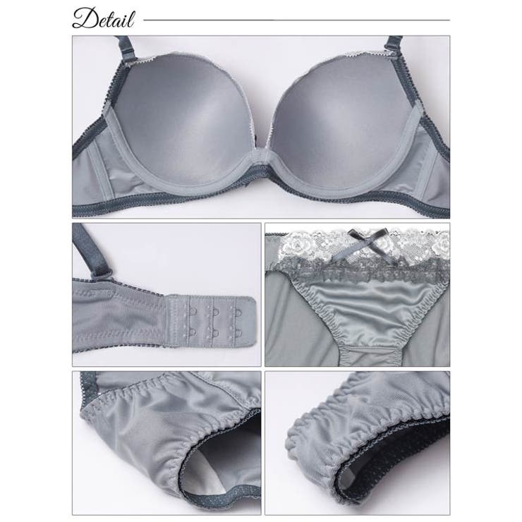 [3点セット] クラシカルレーシィサテンブラジャー&フルバック&Tバックショーツ | Dazzy | 詳細画像10 