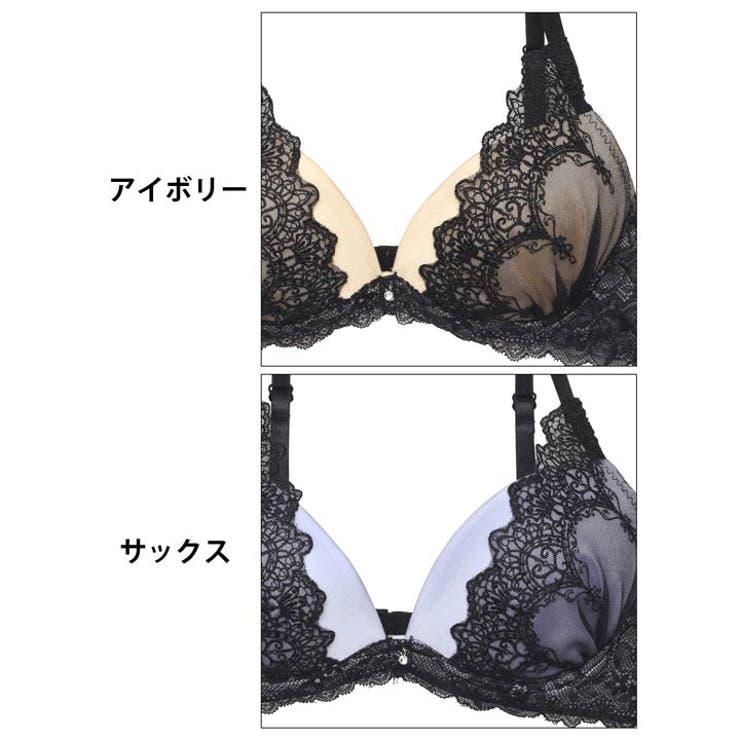 [EFサイズ] ロマネスクケミカルアーチブラジャー&バック透けフルバックショーツ | Dazzy | 詳細画像10 