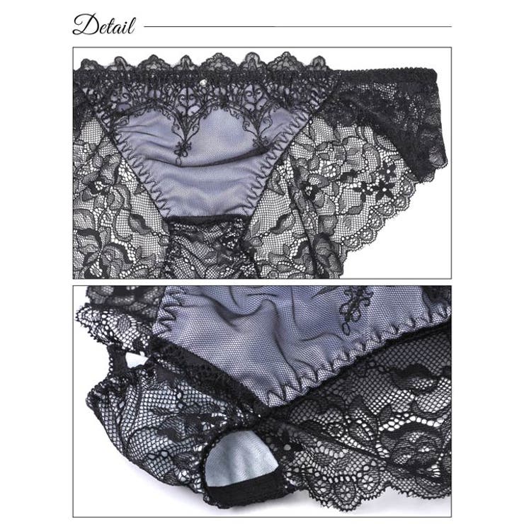 [EFサイズ] ロマネスクケミカルアーチブラジャー&バック透けフルバックショーツ | Dazzy | 詳細画像9 