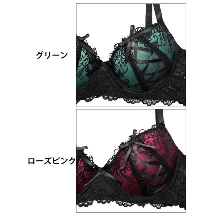 ゴシックスピンドルリボン脇高ブラジャー&バック透けTバックショーツ | Dazzy | 詳細画像11 