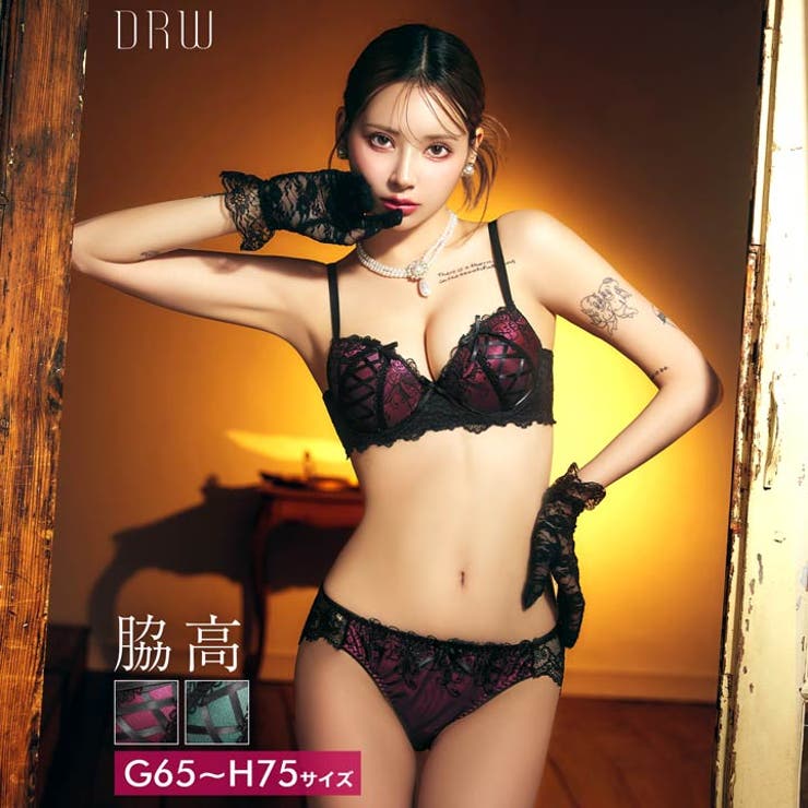 ゴシックスピンドルリボン脇高ブラジャー&バック透けフルバックショーツ | Dazzy | 詳細画像1 