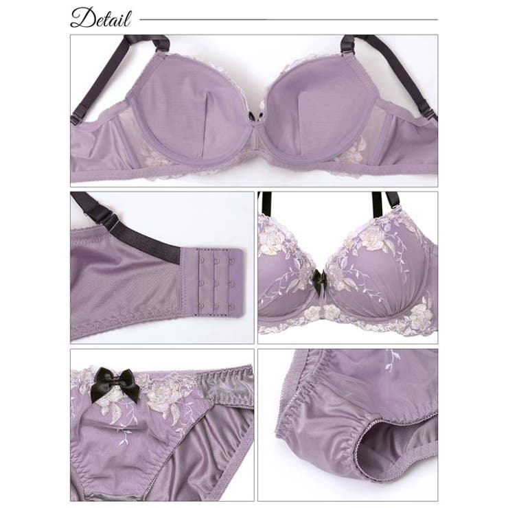 [EFサイズ] ノーブルパステルローズ脇高ブラジャー&フルバックショーツ | Dazzy | 詳細画像10 