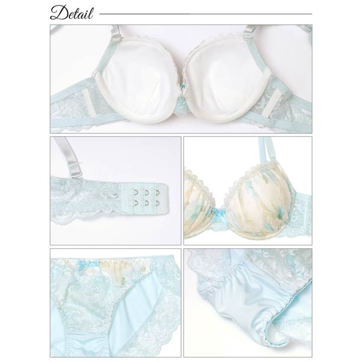 レーシィカット水彩ブロッサムブラジャー&フルバックショーツ | Dazzy | 詳細画像10 