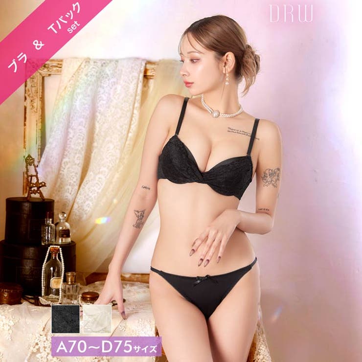 ツイストレーシィフローラルブラジャー&Tバックショーツ | Dazzy | 詳細画像1 