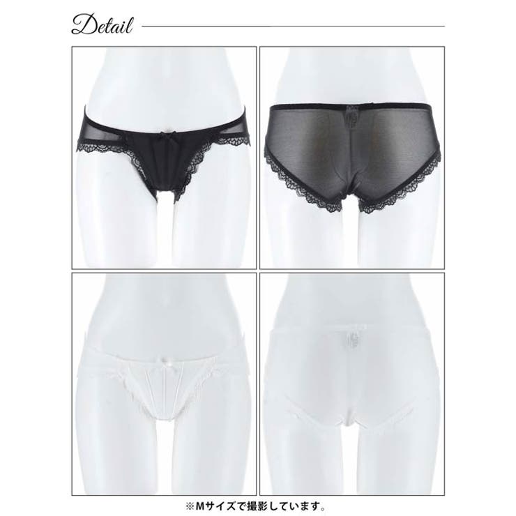 ワンカラーサテンプリーツレースバック透けフルバックショーツ単品 | Dazzy | 詳細画像8 