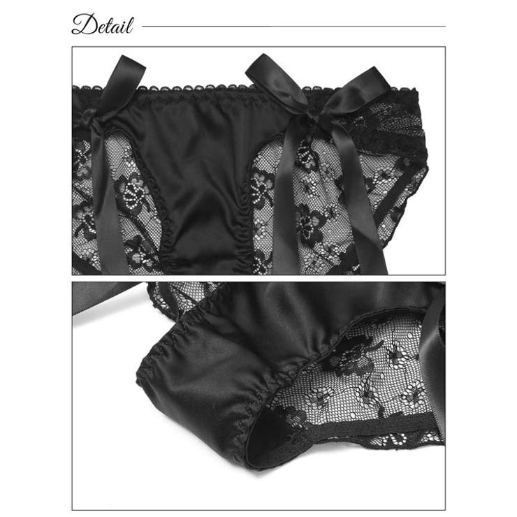 ロマンティックリボンレースバック透けフルバックショーツ単品 | Dazzy | 詳細画像8 
