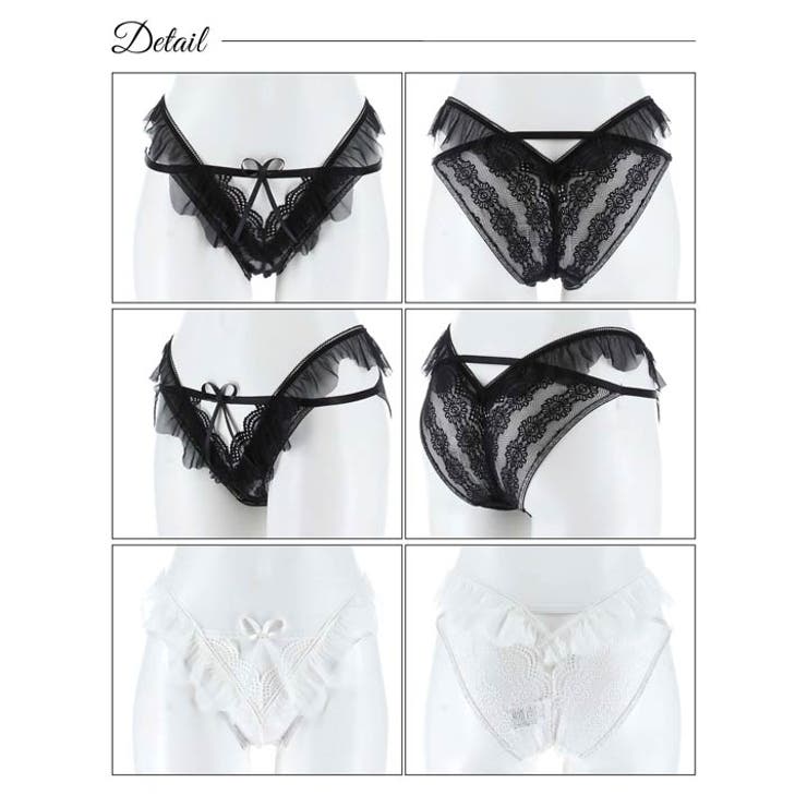 エアリーフリルリボンバック透けハーフバックショーツ単品 | Dazzy | 詳細画像6 