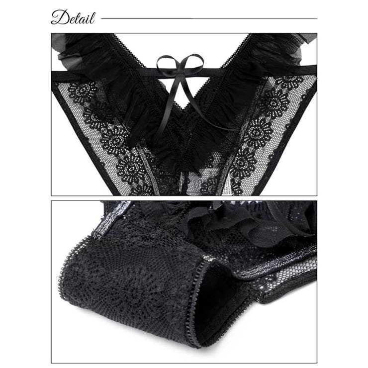 エアリーフリルリボンバック透けハーフバックショーツ単品 | Dazzy | 詳細画像7 