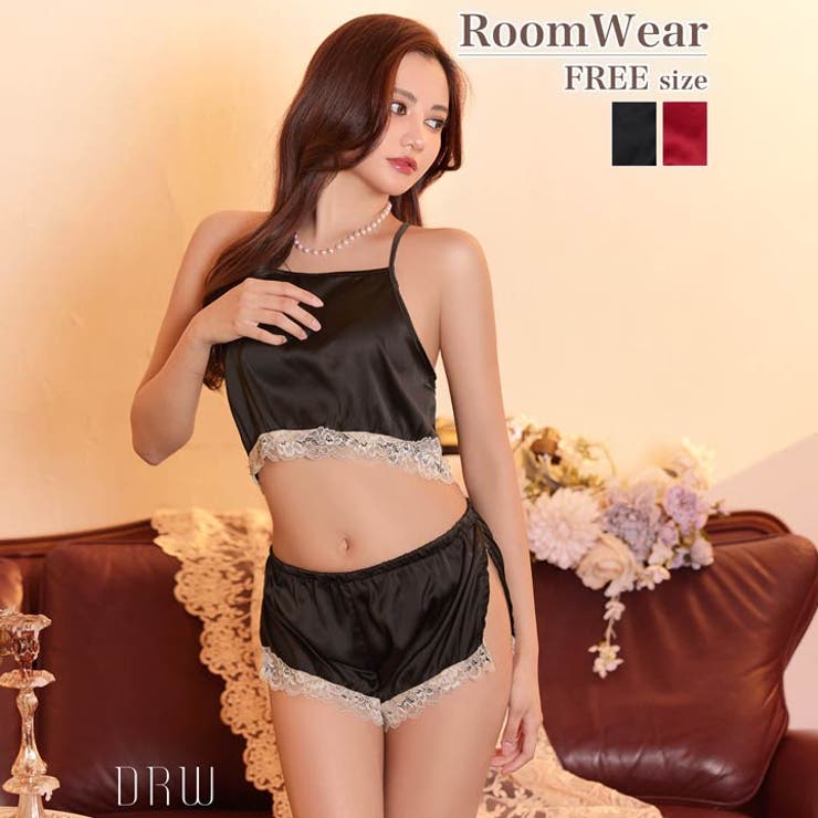 バッククロスヘムレースキャミソール&タップパンツルームウェア | Dazzy | 詳細画像1 