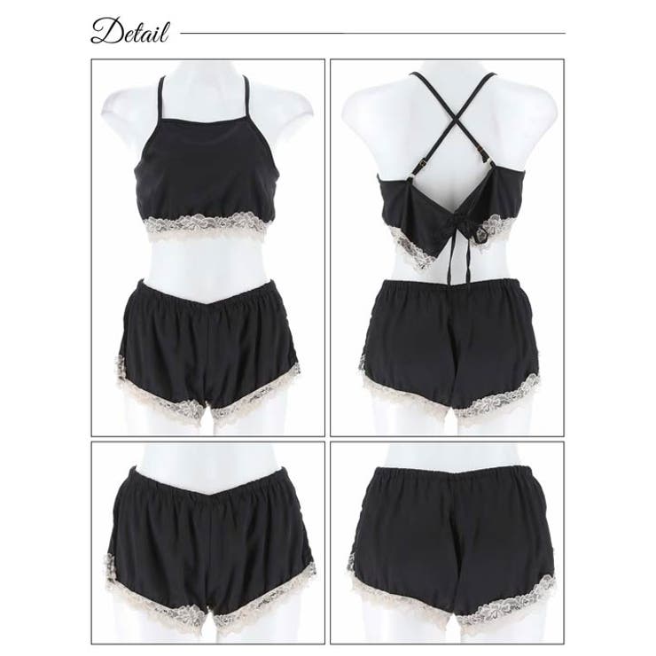 バッククロスヘムレースキャミソール&タップパンツルームウェア | Dazzy | 詳細画像7 