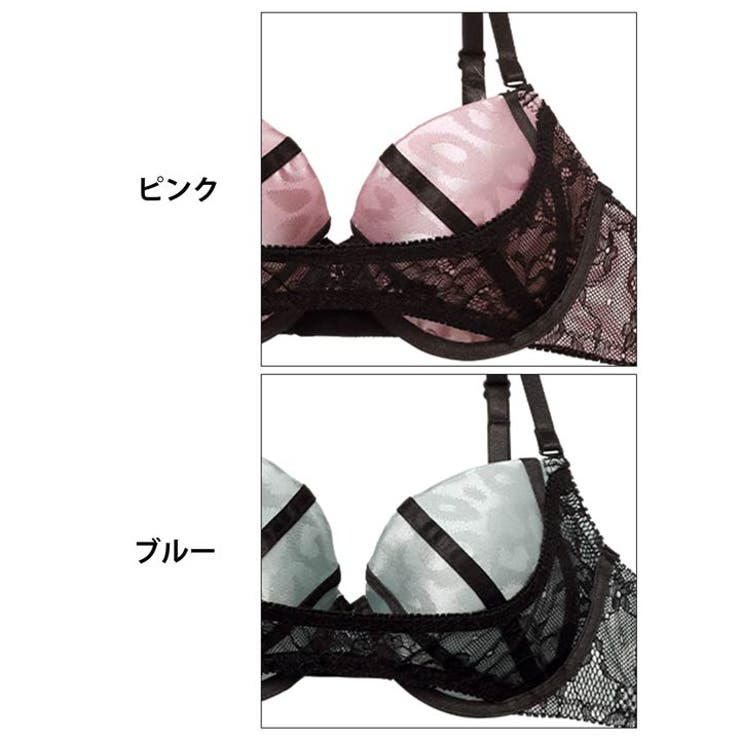 EFサイズ] レオパードサテンライン脇高ブラジャー&バック透けフル
