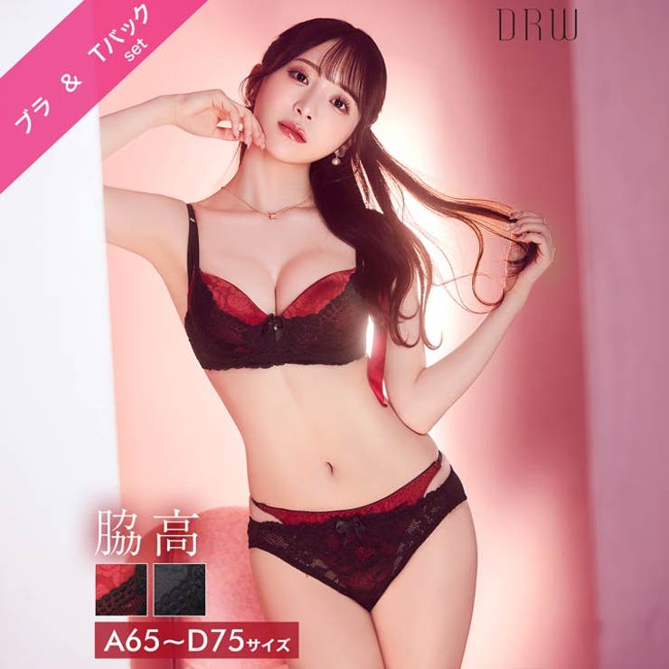 [かとゆり着用] ラグジュアリーサテンローズ脇高ブラジャー&Tバックショーツ | Dazzy | 詳細画像1 