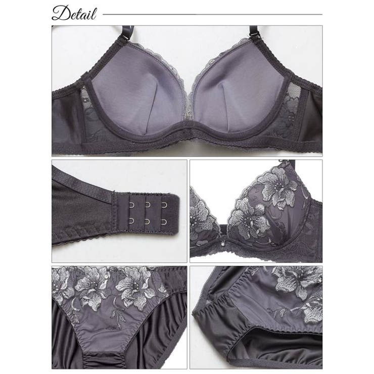 グレースリリーブルーム脇高ブラジャー&フルバックショーツ | Dazzy | 詳細画像10 