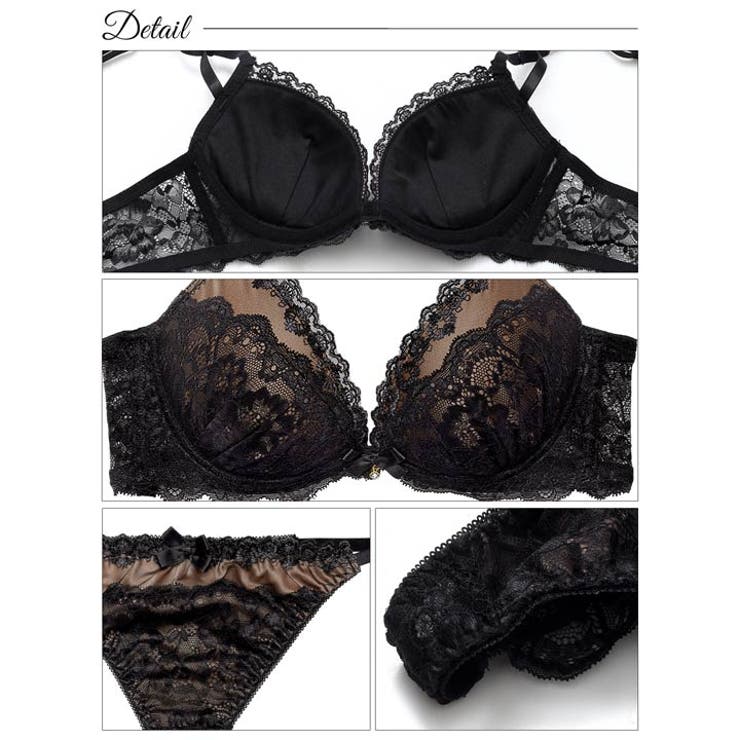 [EFサイズ] エレガンスシアーレース脇高ブラジャー&バック透けTバックショーツ | Dazzy | 詳細画像10 