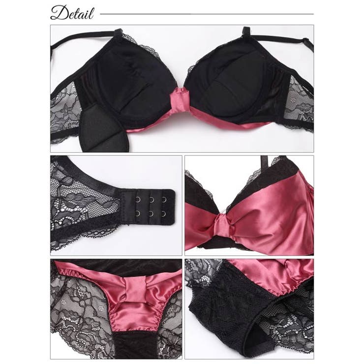   メルティーサテンリボン脇高ブラジャー&バック透けフルバックショーツ | Dazzy | 詳細画像10 