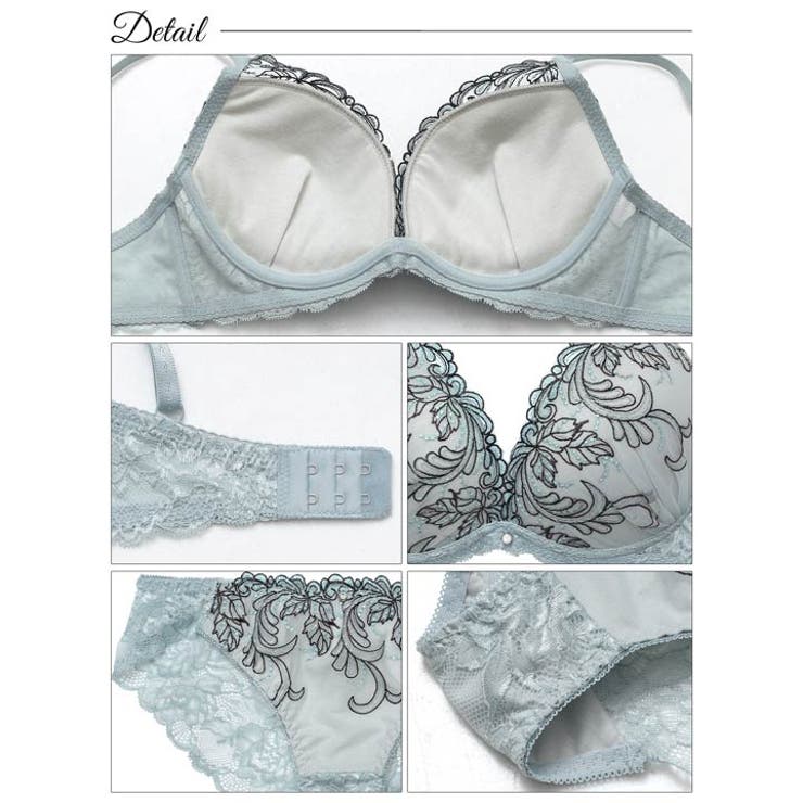 ボタニカルダスティーレースブラジャー&バック透けフルバックショーツ | Dazzy | 詳細画像10 