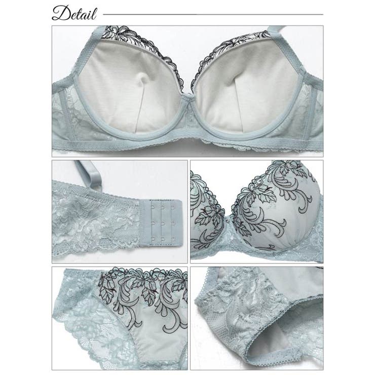  ボタニカルダスティーレースブラジャー&バック透けフルバックショーツ | Dazzy | 詳細画像10 