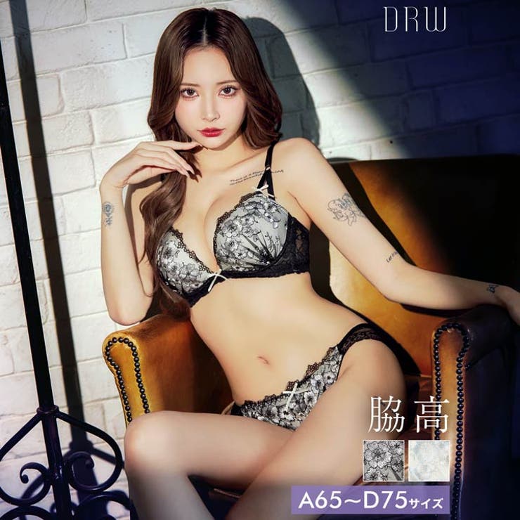 ダスティジュエルフラワー脇高ブラジャー&フルバックショーツ | Dazzy | 詳細画像1 