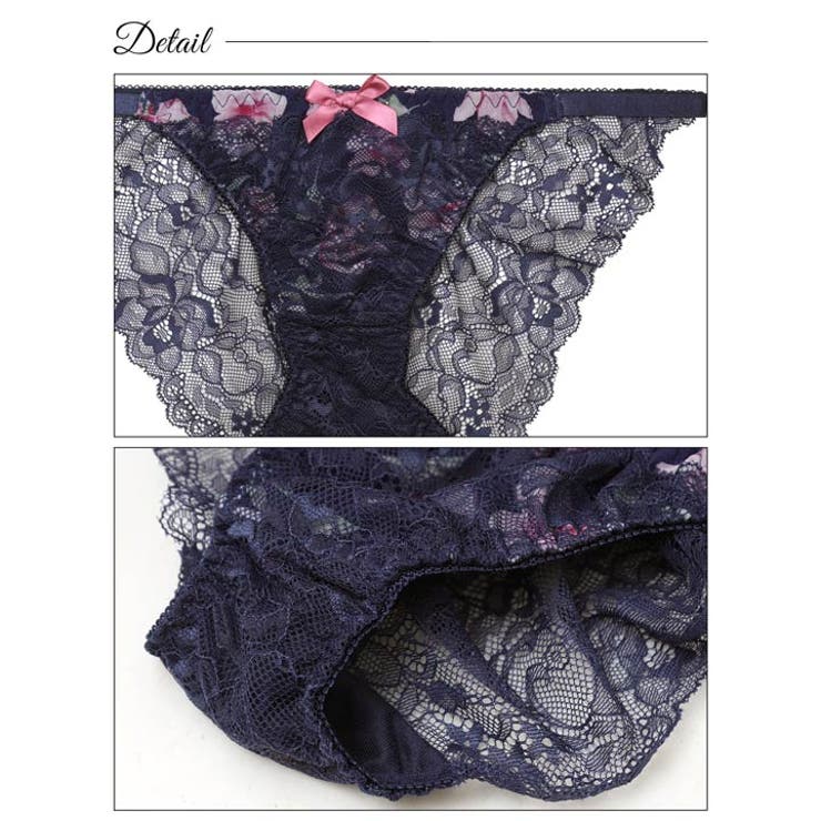 [EFサイズ] フレグランス水彩フラワーブラジャー&バック透けフルバックショーツ | Dazzy | 詳細画像10 