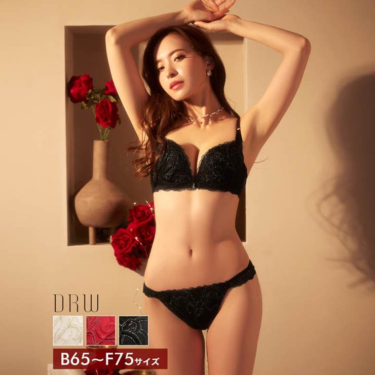 ナチュラルプティエンブロイダリーブラジャー&バック透けフルバックショーツ | Dazzy | 詳細画像3 