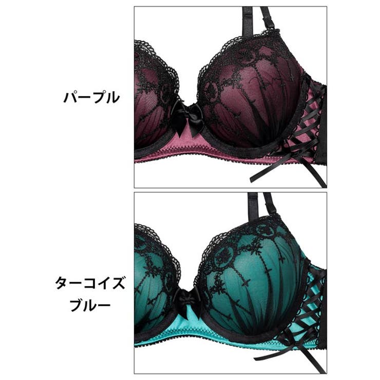 [EFサイズ] ラビリンスシアーレースアップブラジャー&フルバックショーツ | Dazzy | 詳細画像11 