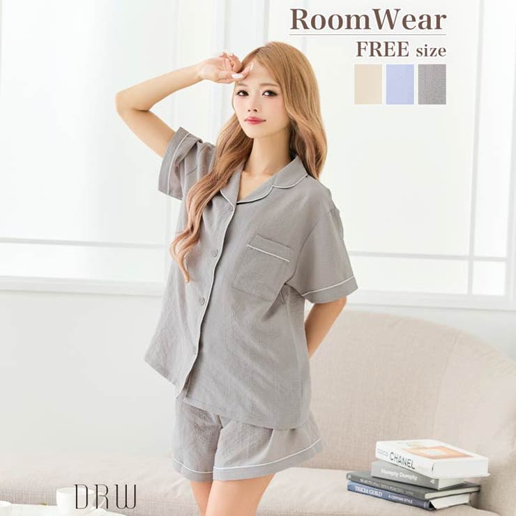 ナチュラルパイピング半袖トップス&ショートパンツルームウェア | Dazzy | 詳細画像3 